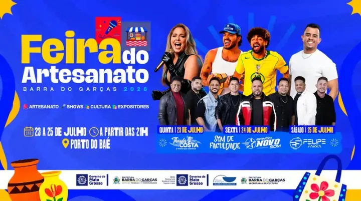 Entrada gratuita: Arena do Porto recebe Som de Faculdade e outros shows nacionais durante a Feira do Artesanato 2026